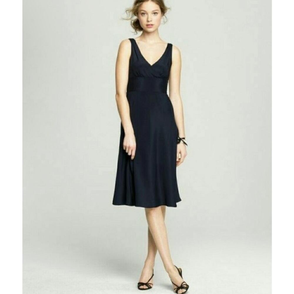 J. Crew Silk Sophia Fit-and-Flare Dress Women's Size 6 Black Chiffon Sleeveless